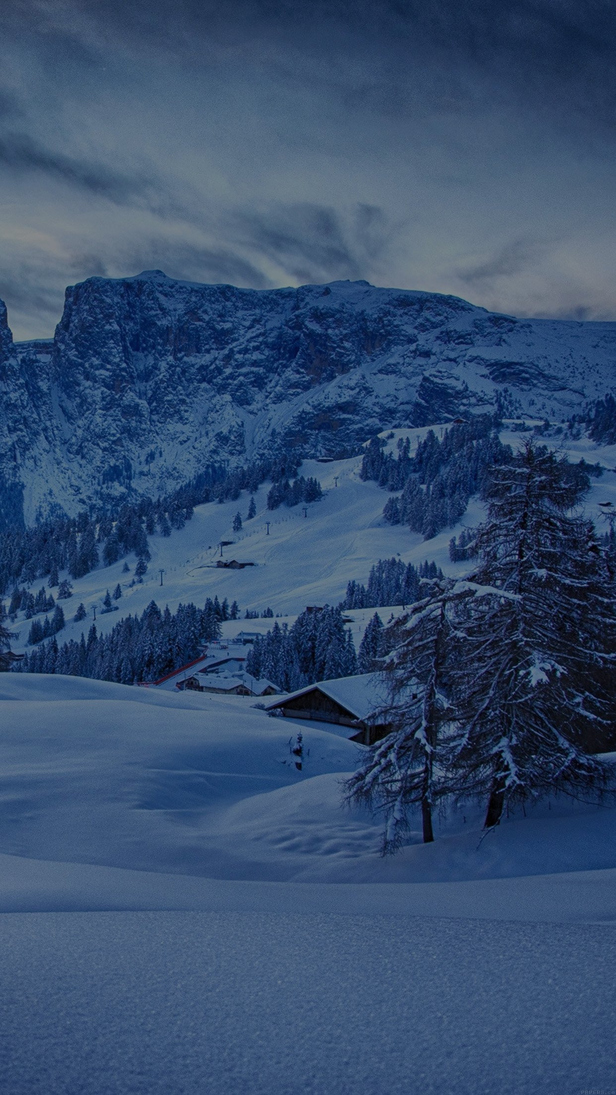 Mountain Blue Snow Winter Nature Ski Dark Android Wallpaper - Hd Wallpaper Android Winter , HD Wallpaper & Backgrounds