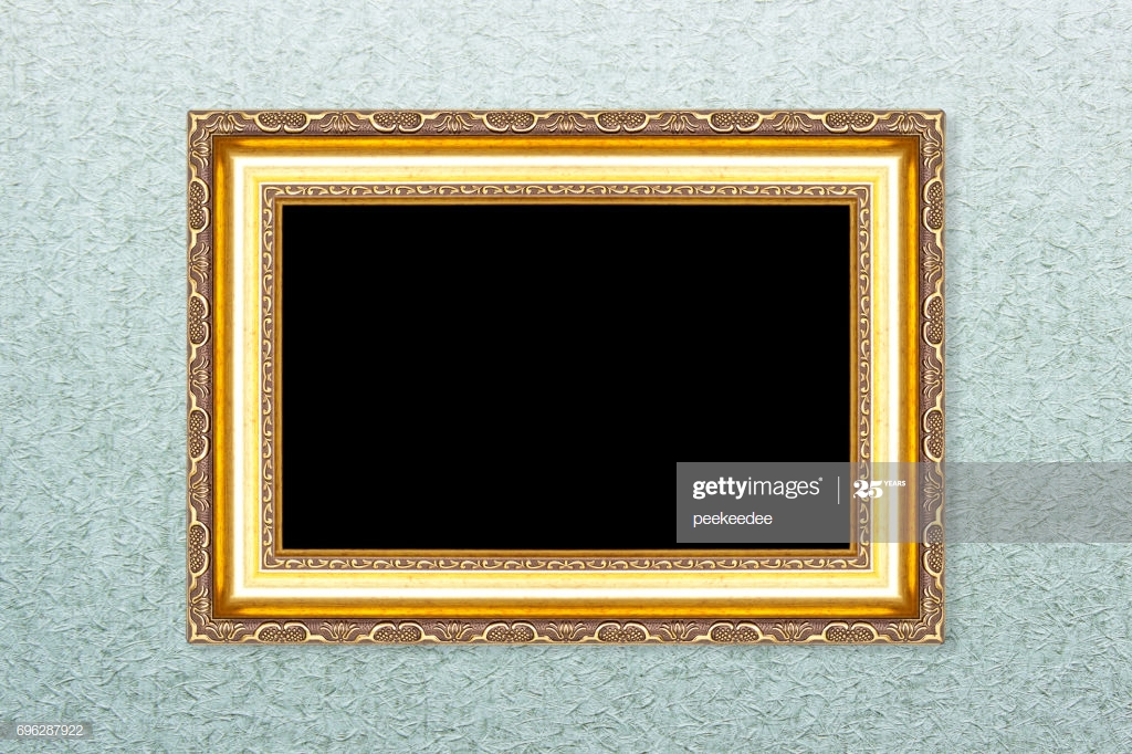 Empty Golden Vintage Frame On Wallpaper Background - Picture Frame , HD Wallpaper & Backgrounds