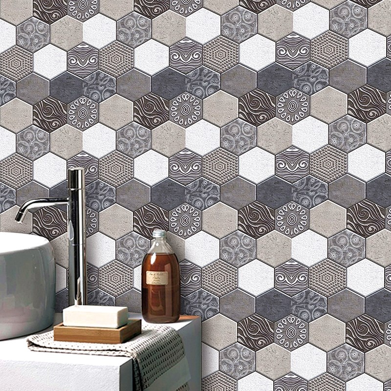 Retro Tiles Brick Waterproof Wallpaper Bathroom Kitchen - Kitchen Pvc Wall Panels , HD Wallpaper & Backgrounds