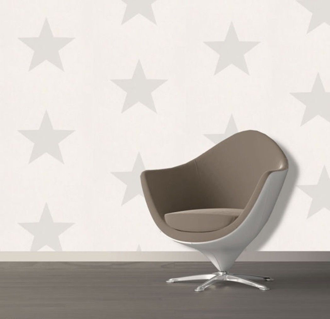 Rasch Grey Stars Print Star Shape White Kids Teens - Office Chair , HD Wallpaper & Backgrounds