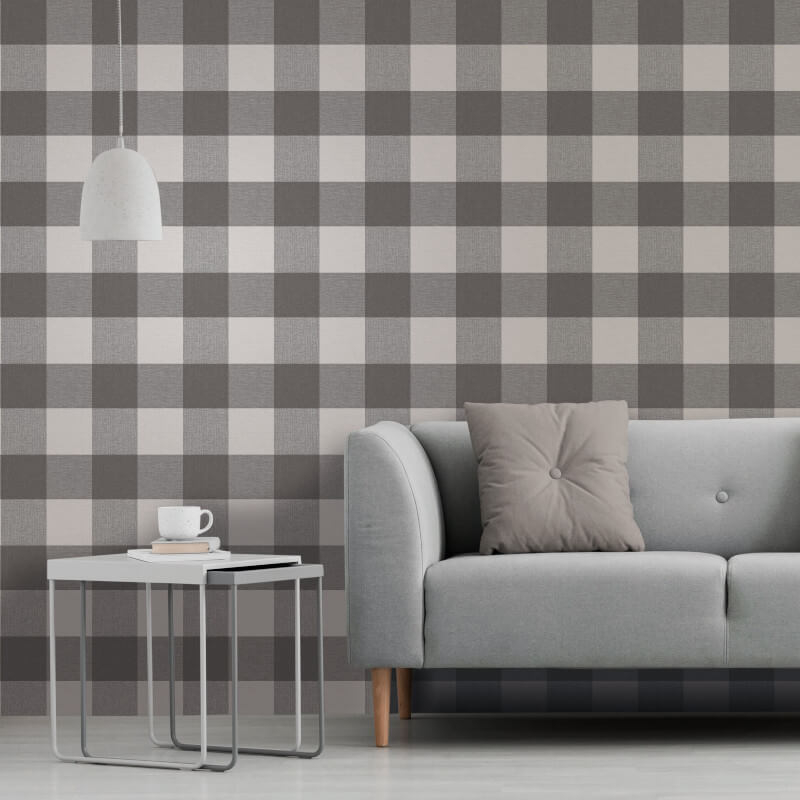 Crown Glamorous Check Charcoal/grey Glitter Wallpaper - Check Wallpaper Living Room Ideas , HD Wallpaper & Backgrounds