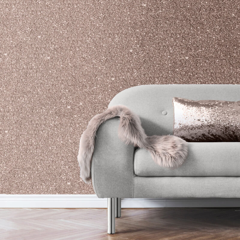 Muriva Sparkle Plain Rose Gold Glitter Wallpaper - Rose Gold Wallpaper Living Room , HD Wallpaper & Backgrounds