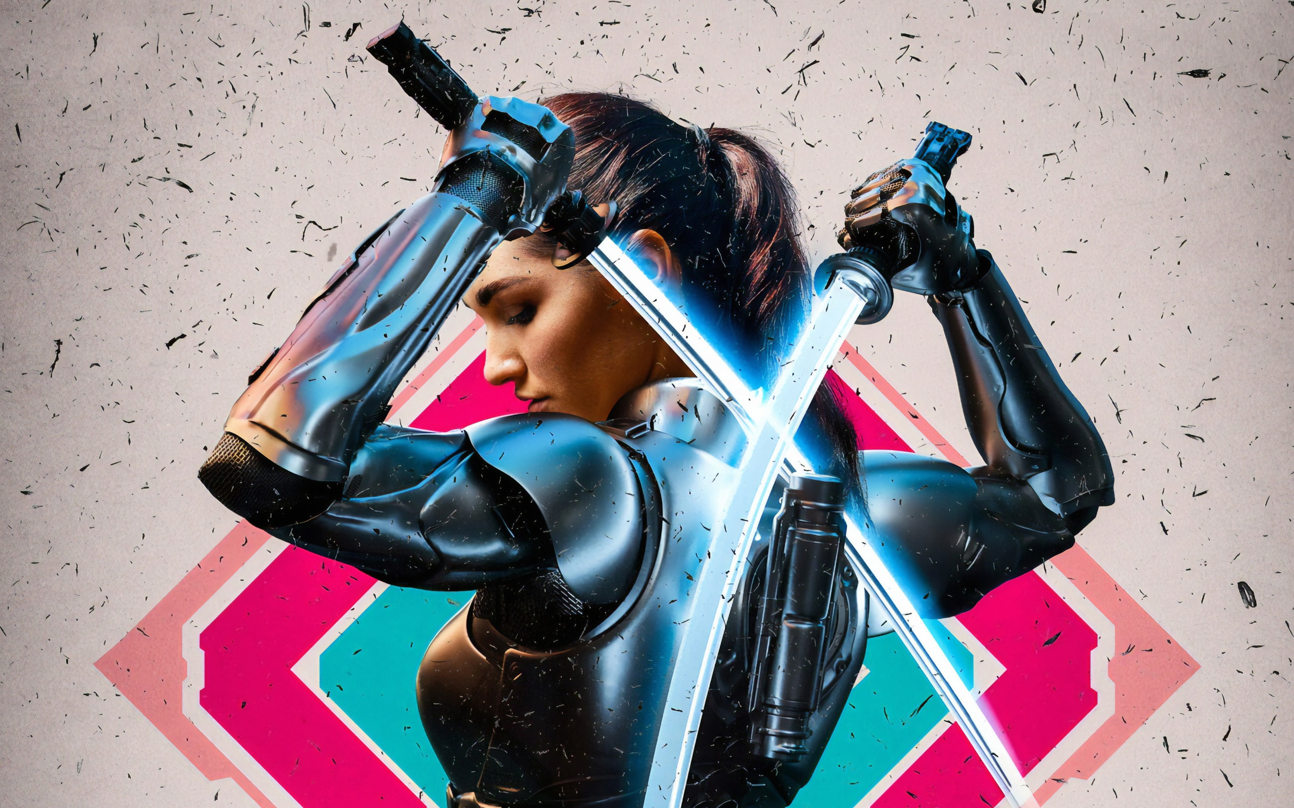 Wallpaper Of Armor, Sword, Woman, Cyberpunk, Retro - Ninja Girl Hd , HD Wallpaper & Backgrounds