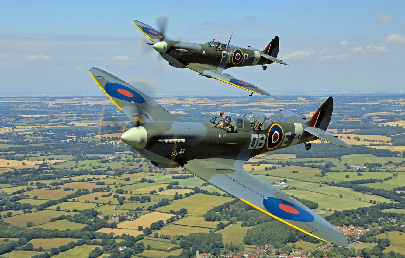 Photo Wallpaper Fighter, Pair, Spitfire, Supermarine - Brecon Beacons National Park , HD Wallpaper & Backgrounds