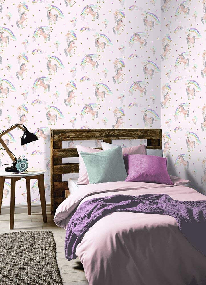 Arthouse 696108 Fill Your Kid&acirc - Rainbow Unicorn Wallpaper For Bedroom , HD Wallpaper & Backgrounds