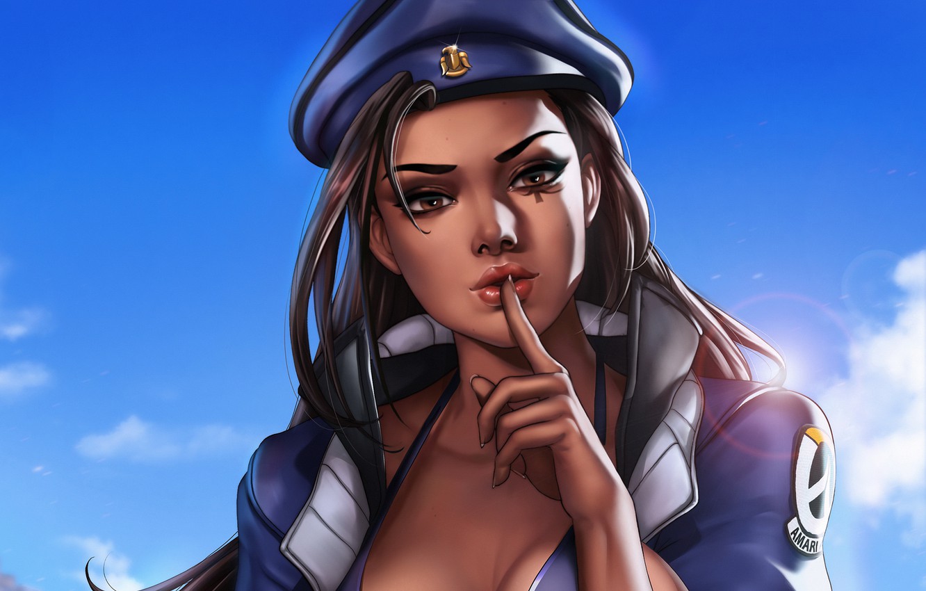 Photo Wallpaper Girl, Hat, Art, Overwatch, Ana Amari, - Ana Overwatch , HD Wallpaper & Backgrounds