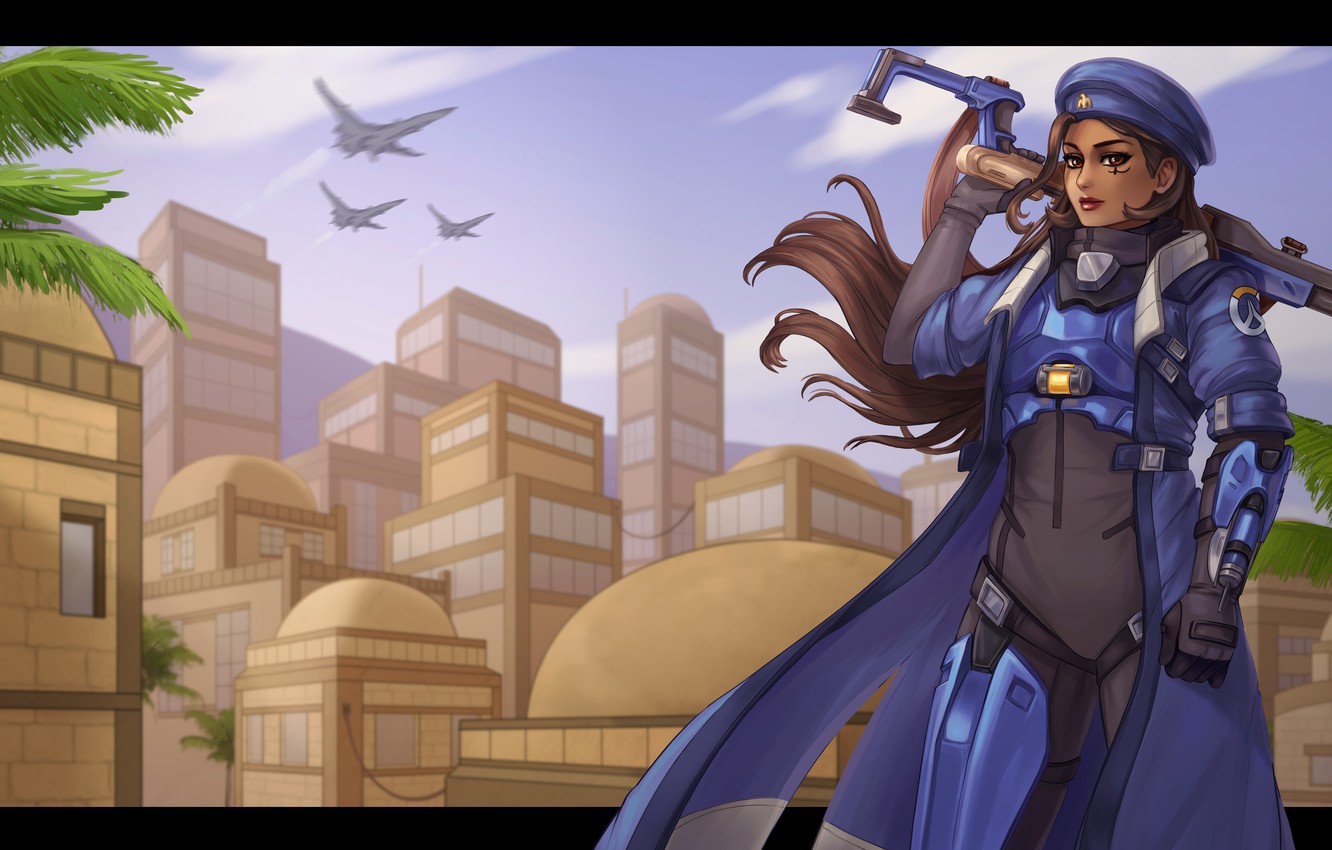 Photo Wallpaper Girl, Form, Art, Ana, Overwatch, Main - Ana Amari Ana Overwatch Hd , HD Wallpaper & Backgrounds