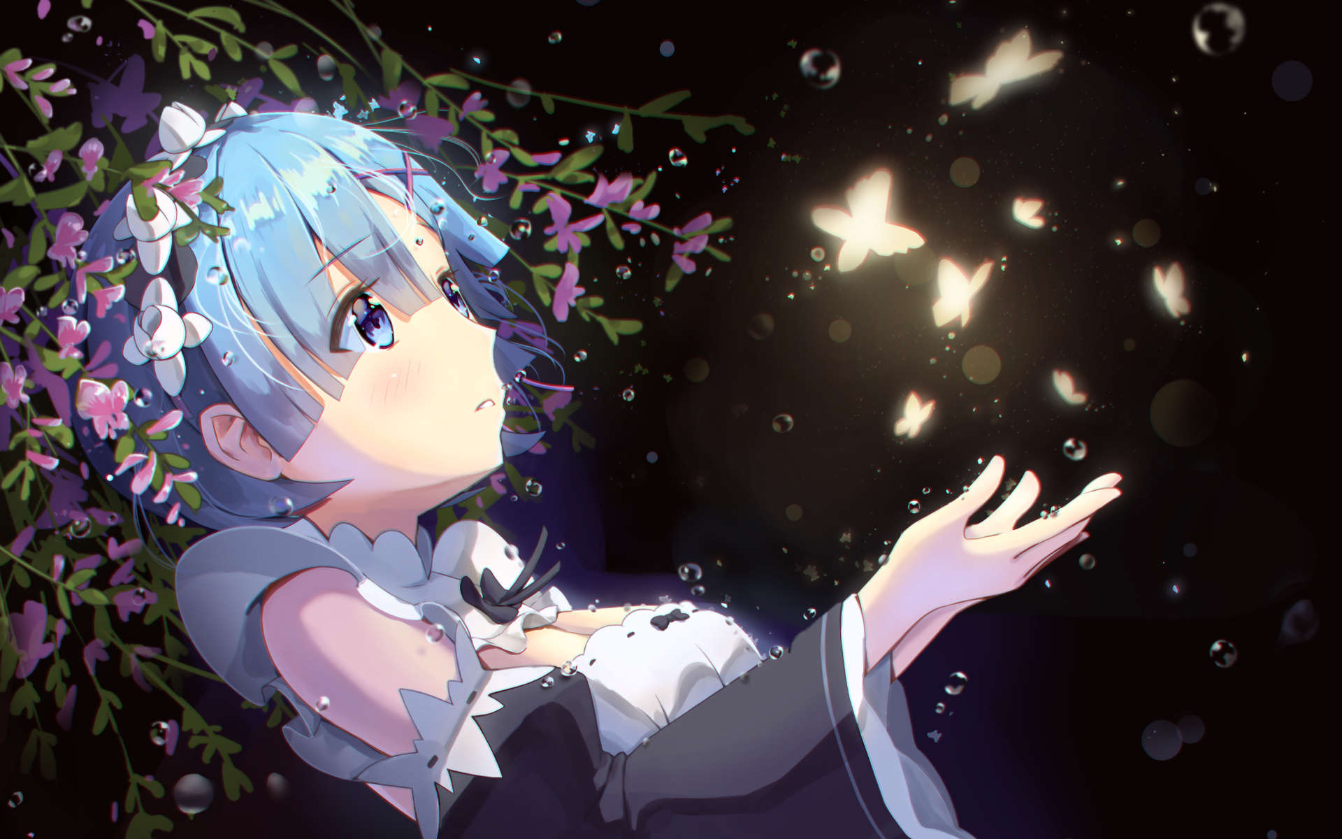 Anime Hd Rem Wallpaper - Re Zero Rem Flowers , HD Wallpaper & Backgrounds