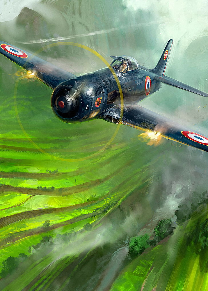 Spitfire, Vietnam, Propeller, Mountains, Pilot, Sparks, - Supermarine Spitfire Art Digital , HD Wallpaper & Backgrounds