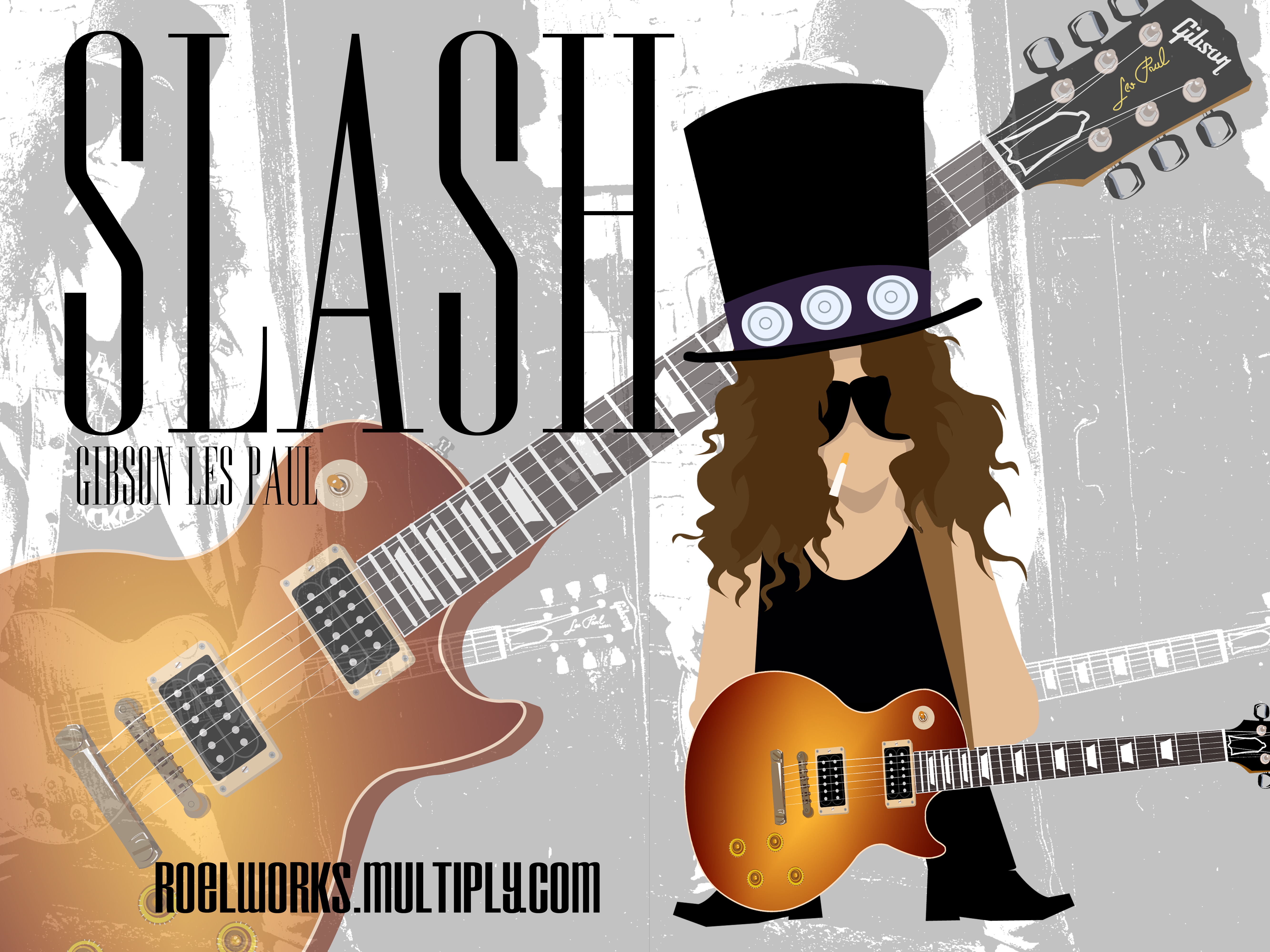 Slash Guitar Slash Cartoon , HD Wallpaper & Backgrounds
