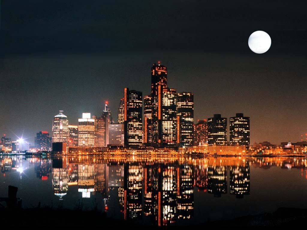 City Of Detroit Wallpaper Px, - Detroit River At Night , HD Wallpaper & Backgrounds