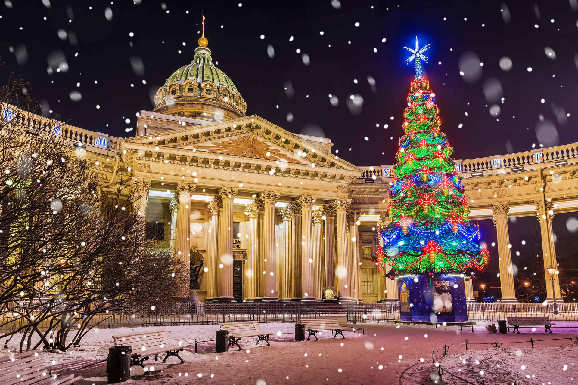 Christmas Trees And Decorations Hd Wallpapers Goodtimes - Kazan Cathedral , HD Wallpaper & Backgrounds