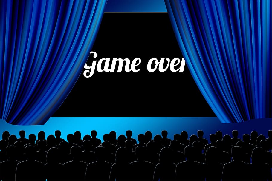 Theater Screen Showing Game Over, Cinema, Viewers, - Film , HD Wallpaper & Backgrounds