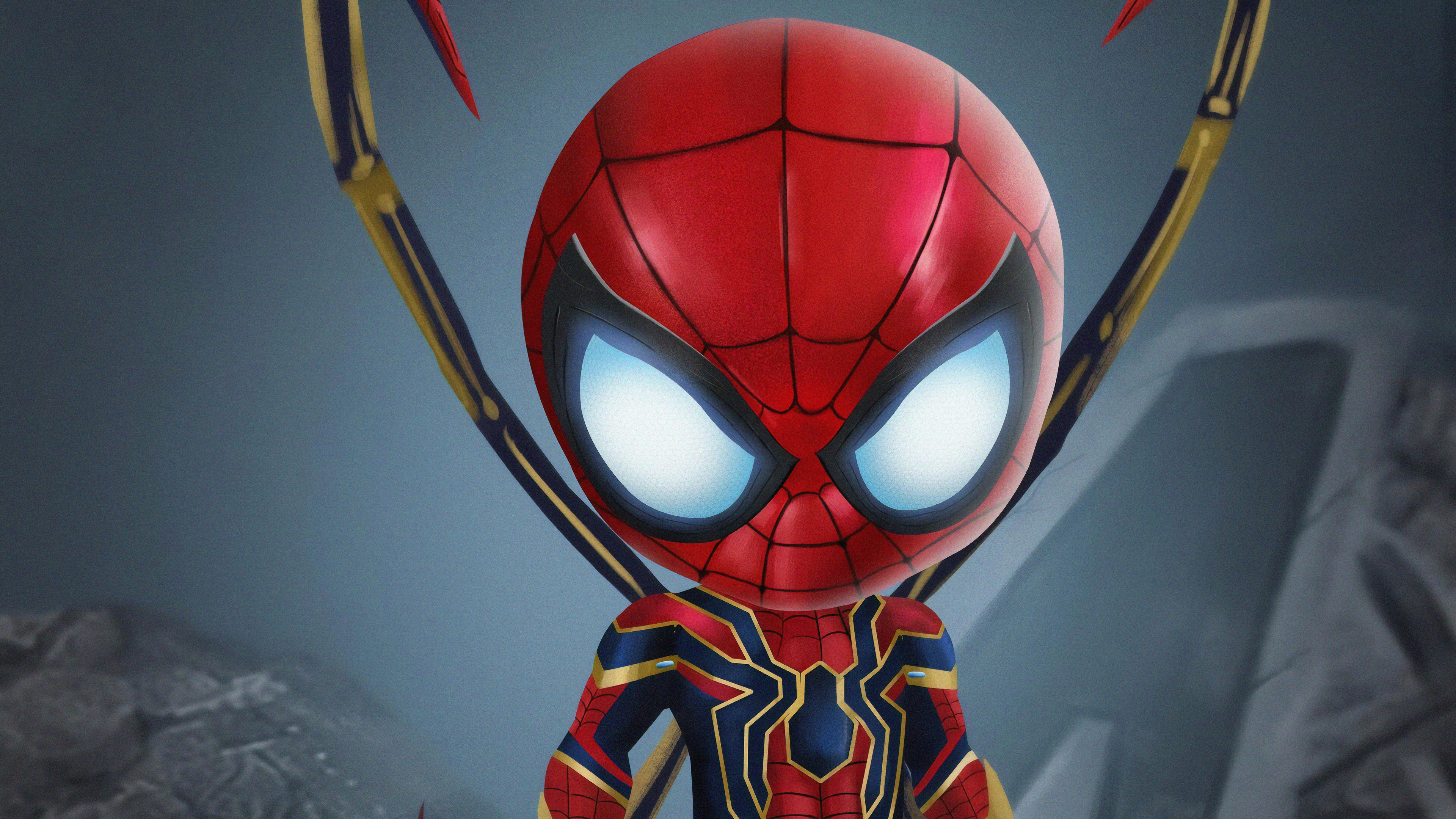 Comics Spider Man Chibi Marvel Comics Iron Spider Hd - Iron Spiderman Wallpaper 4k , HD Wallpaper & Backgrounds