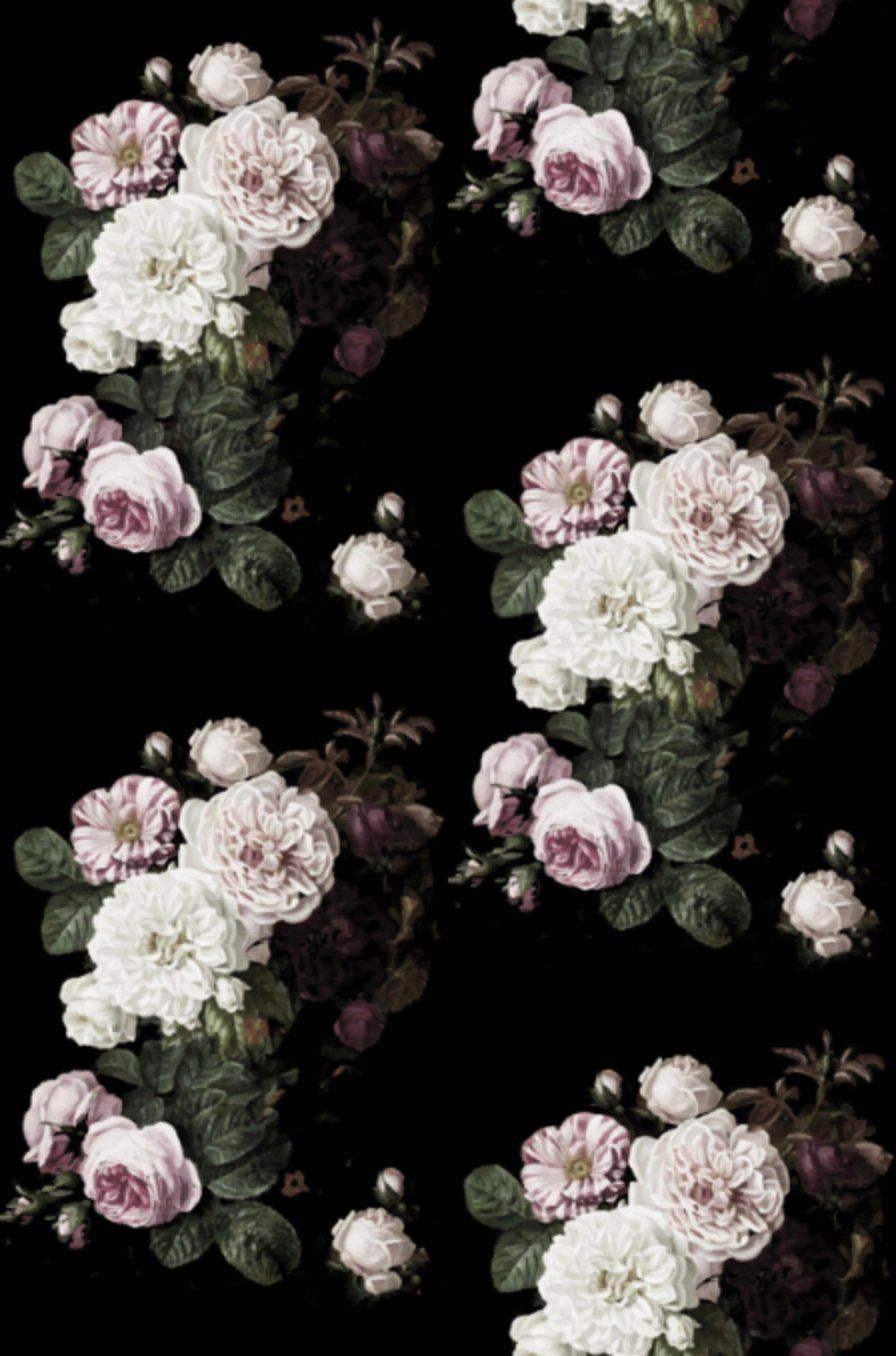 Dark Floral Wallpaper Black Floral Removable Wallpaper - Peel And Stick Floral , HD Wallpaper & Backgrounds