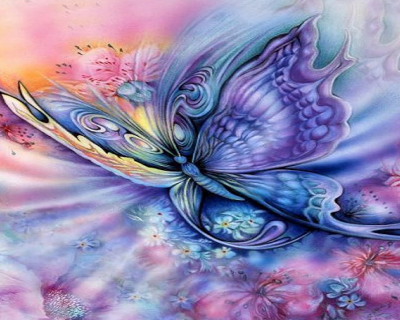 Purple Wallpaper Butterfly Design , HD Wallpaper & Backgrounds