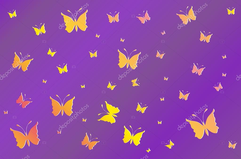 Yellow-rose Butterflies On Purple Wallpaper Gradient - Butterflies Background Grey , HD Wallpaper & Backgrounds