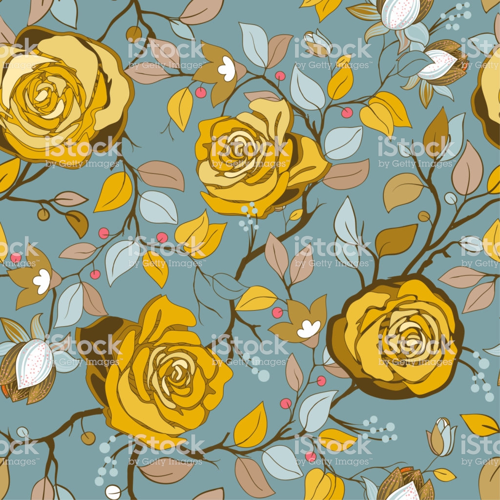 Yellow And Blue Floral Pattern , HD Wallpaper & Backgrounds
