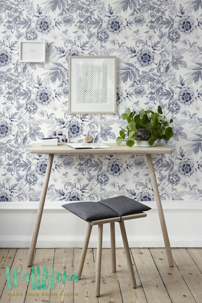 Grey Floral Pattern Wallpaper - Skagerak Georg Dressing Table , HD Wallpaper & Backgrounds