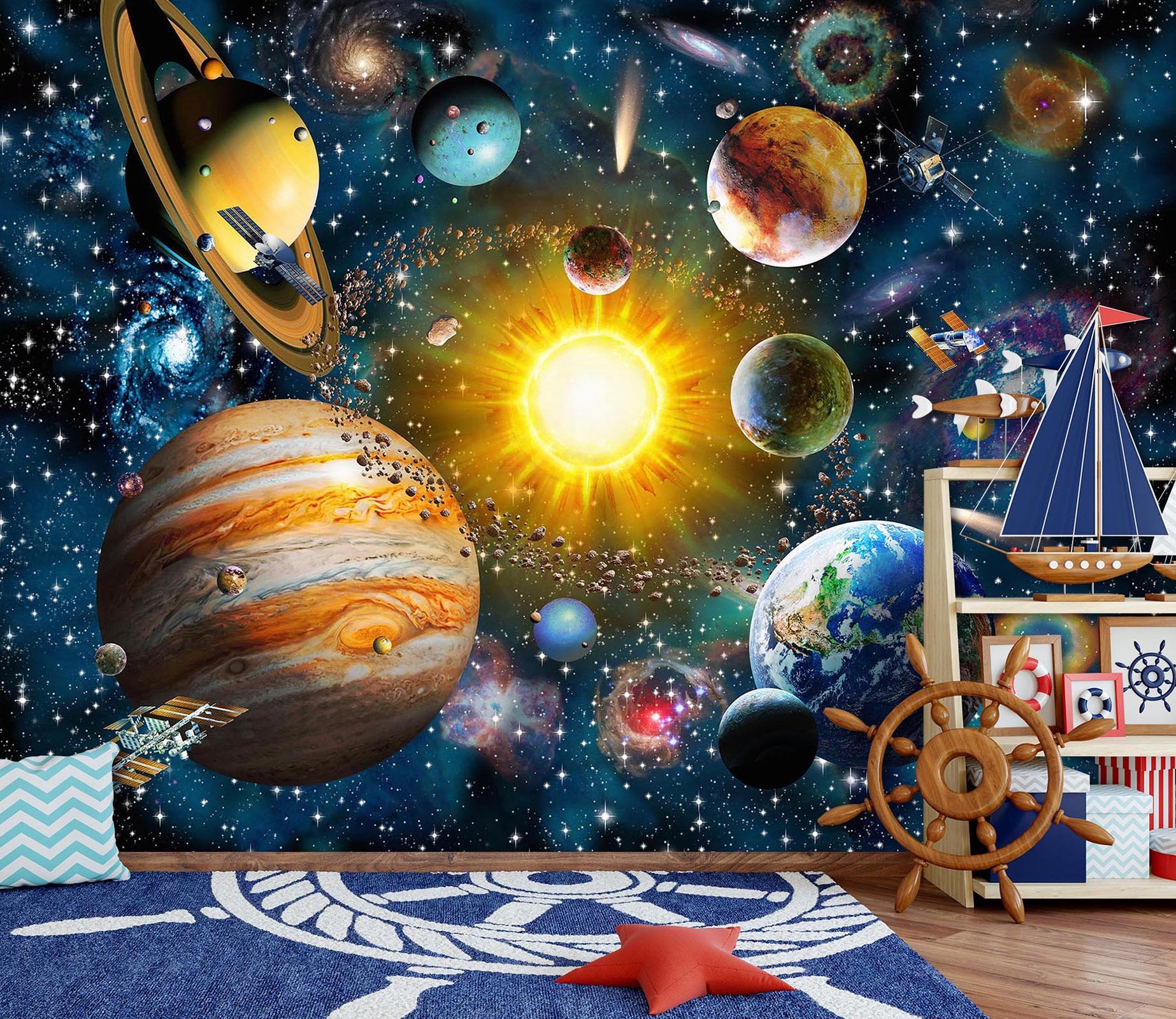 3d Galaxy Planet 115 Wall Murals - Painting Of The Universe , HD Wallpaper & Backgrounds