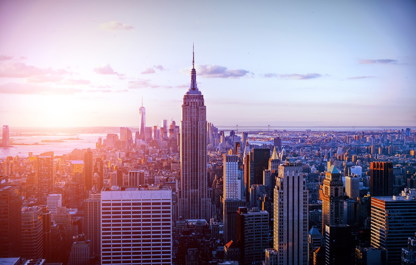 Photo Wallpaper Sunset, New York, Skyscraper - New York City , HD Wallpaper & Backgrounds