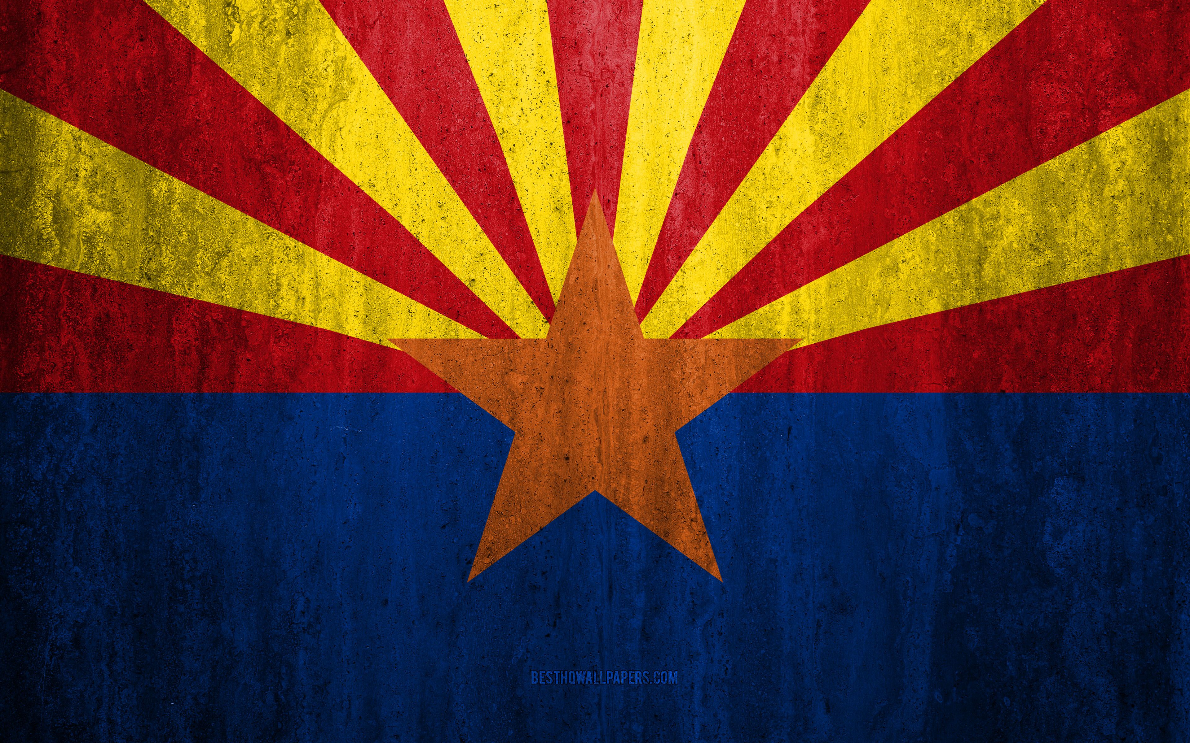 Download Wallpaper Flag Of Arizona, 4k, Stone Background - Arizona State Flag , HD Wallpaper & Backgrounds