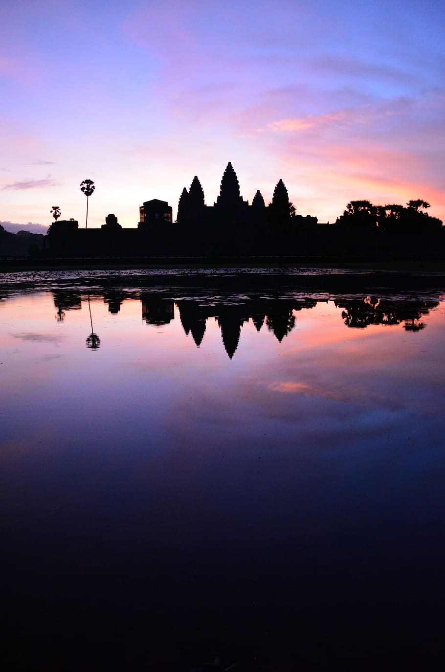 Cambodia, Angkor Wat, Krong Siem Reap, Sunrise, Purple, - Angkor Wat , HD Wallpaper & Backgrounds
