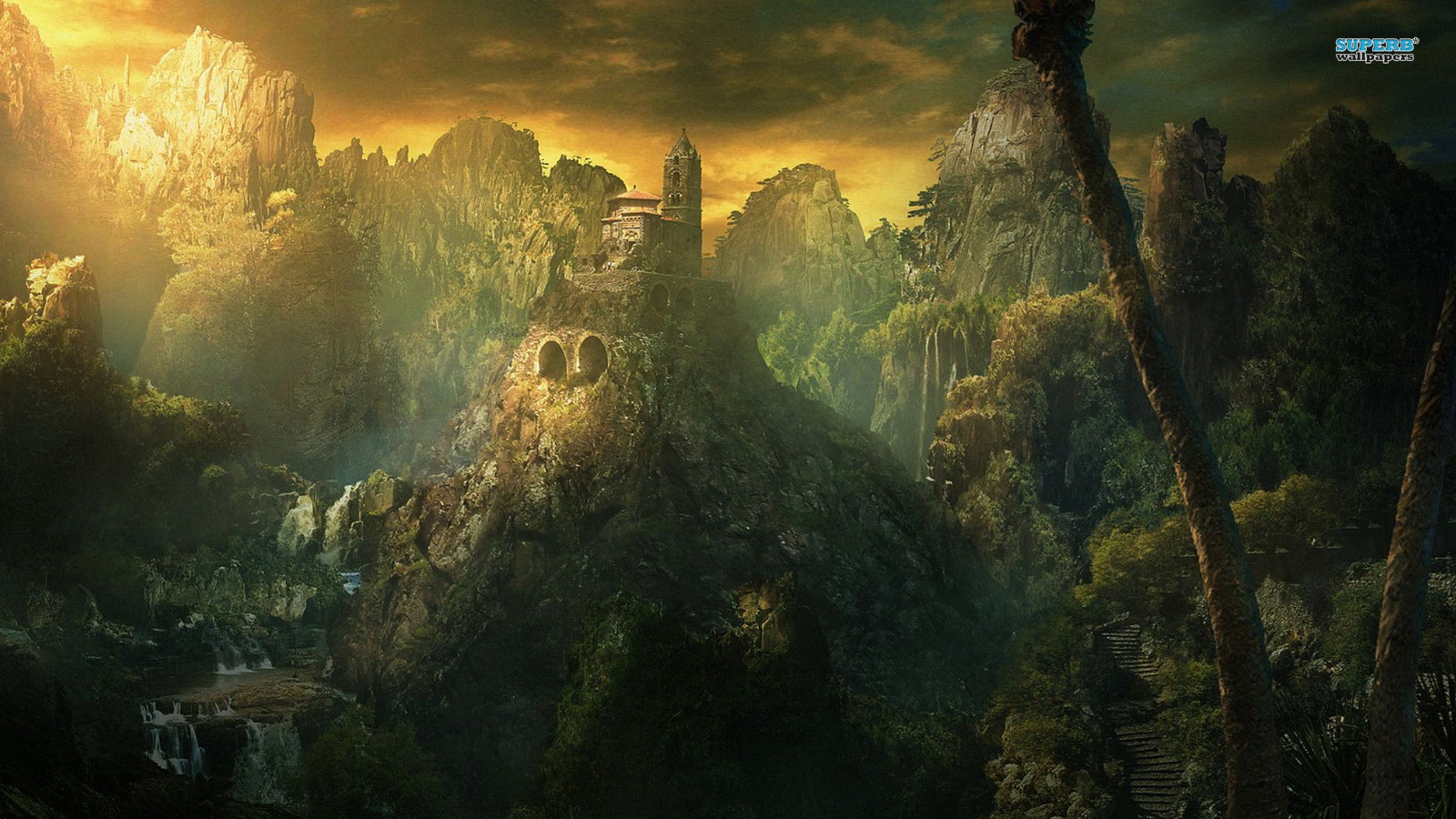 Temple - Hd Wp Fantasy Landscape , HD Wallpaper & Backgrounds