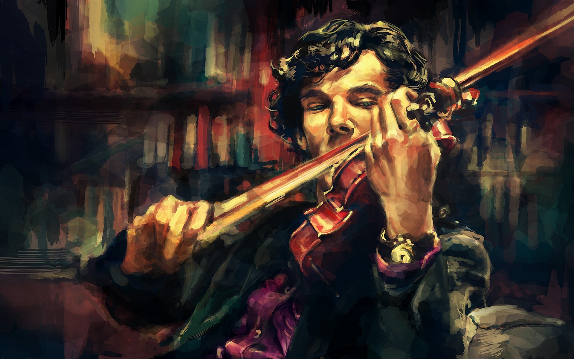 #sherlock, #alicexz, #sherlock Holmes, #benedict Cumberbatch, - Sherlock Violin Painting , HD Wallpaper & Backgrounds