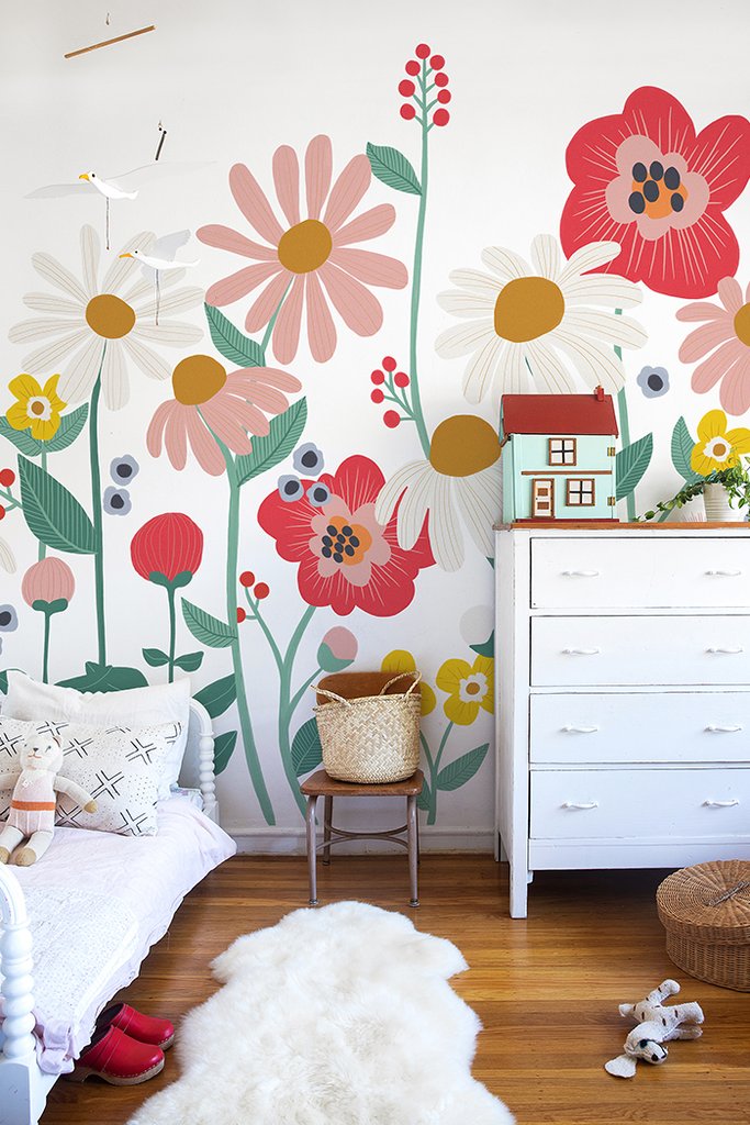 Flower Garden Removable Wallpaper Mural By This Little - Kids Room Flower Mural , HD Wallpaper & Backgrounds