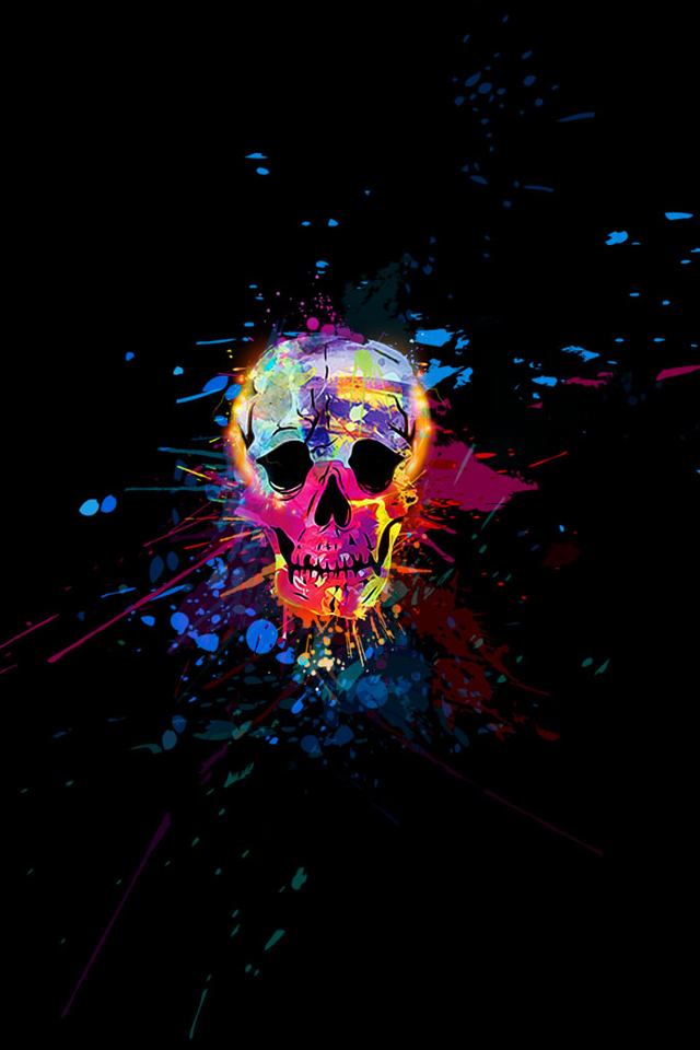 Skull Colorful Iphone 4s Wallpaper Download Iphone - Colorful Skull Wallpaper Hd , HD Wallpaper & Backgrounds