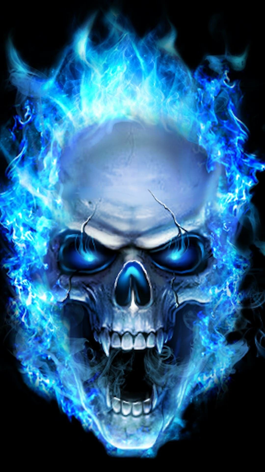 Blue Flame Skull In 2019 - Blue Fire Skull , HD Wallpaper & Backgrounds