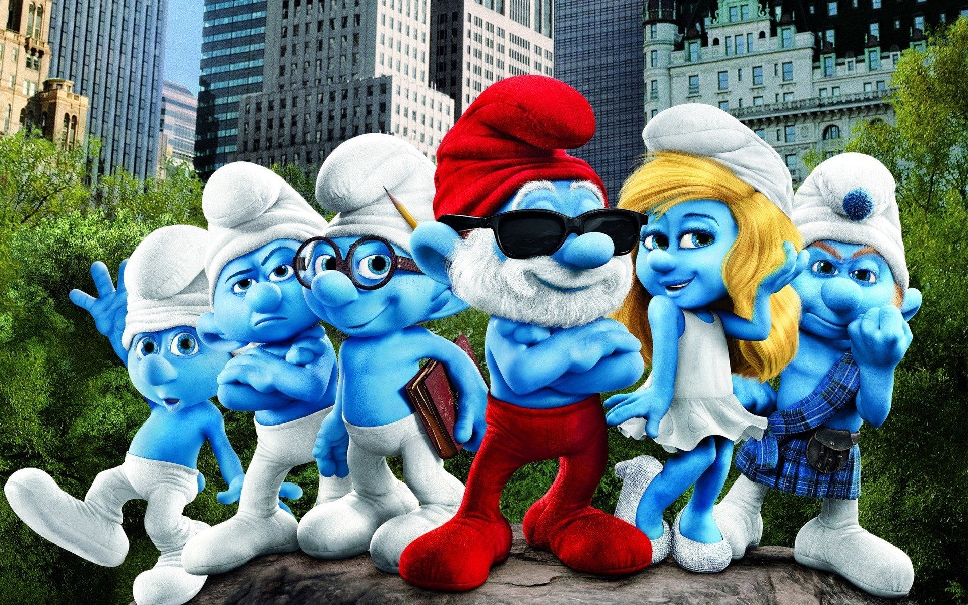 Smurfs In A Group - Smurfs Characters , HD Wallpaper & Backgrounds