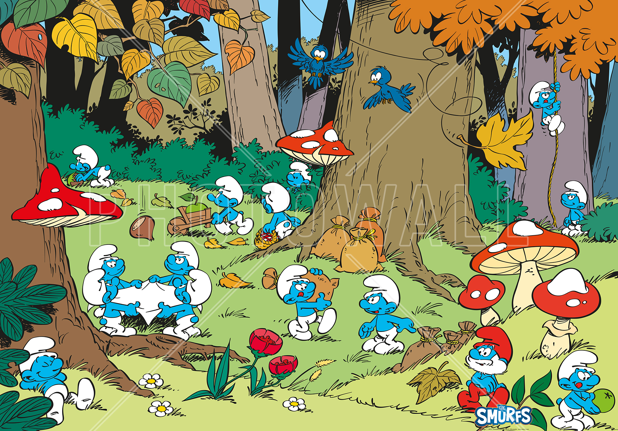 Smurfs - Autumn - Wallpaper - スマーフ きのこ , HD Wallpaper & Backgrounds