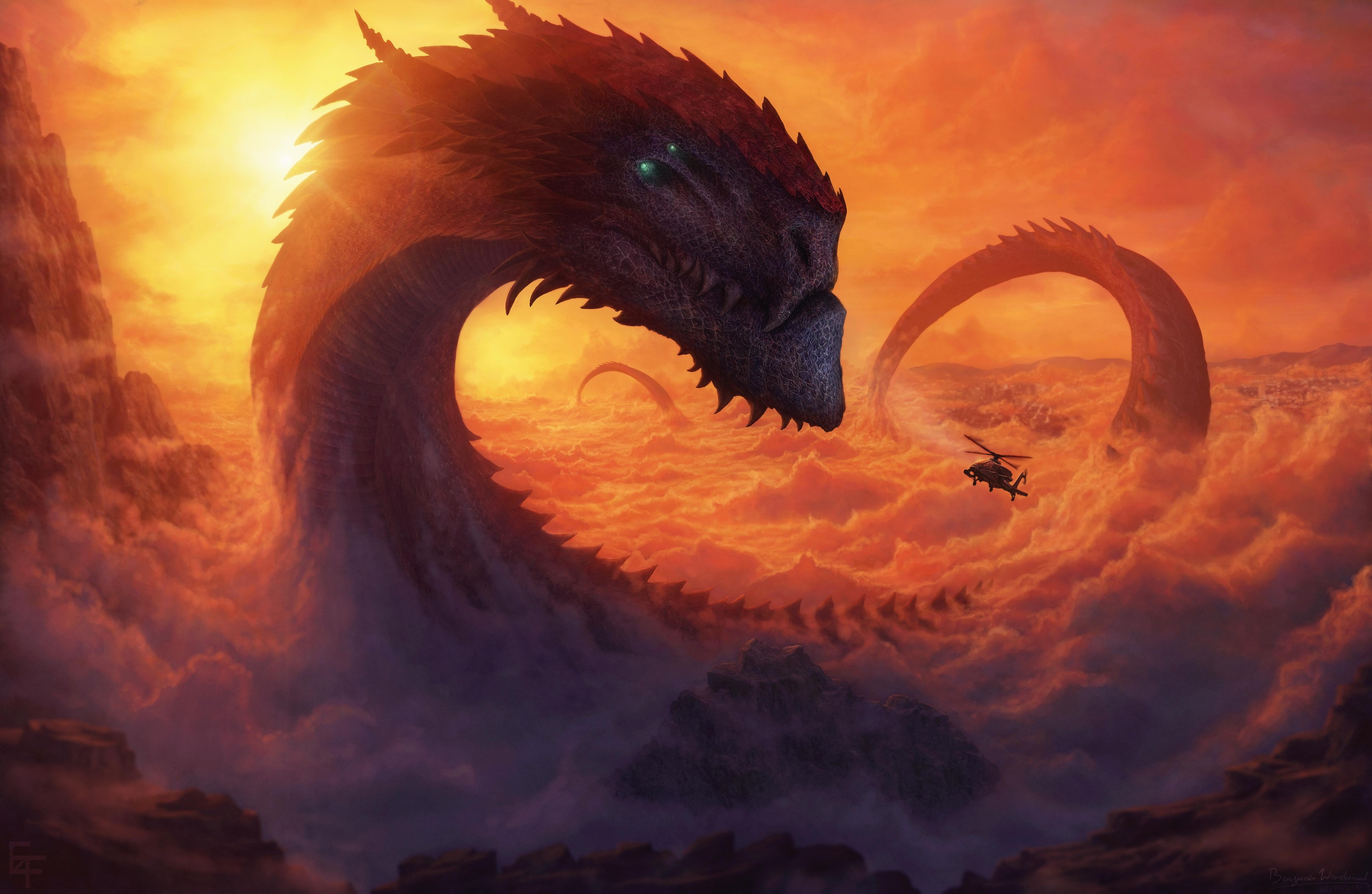 Giant Monster Wallpaper - Giant Dragon , HD Wallpaper & Backgrounds