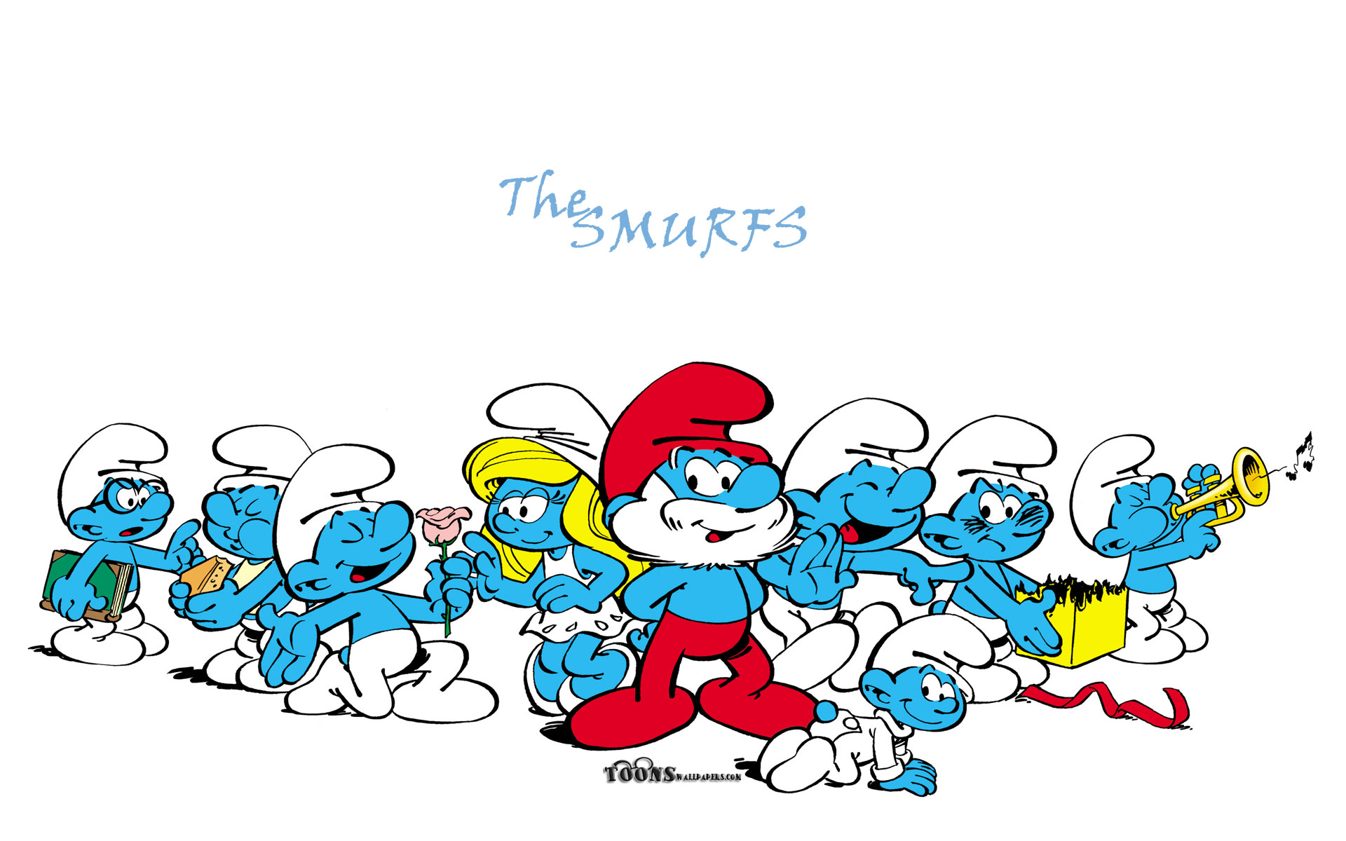 Smurfs Wallpaper Wallpapers Cartoons Toonswallpaprs - Smurfs Family Cartoon , HD Wallpaper & Backgrounds