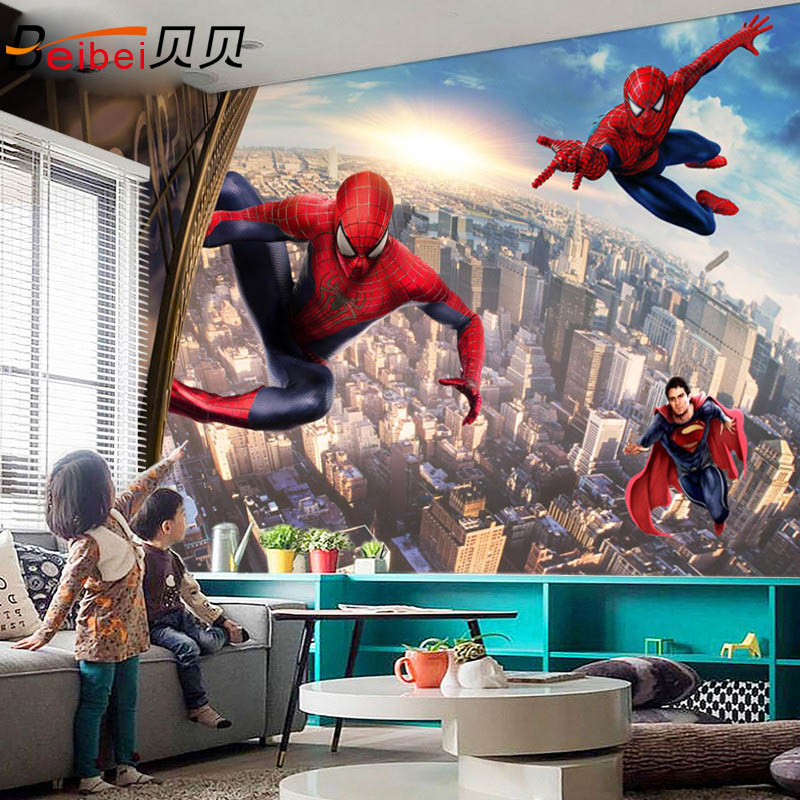 3d Stereoscopic Marvel Cartoon Wallpaper Spider-man - Wall Decal , HD Wallpaper & Backgrounds