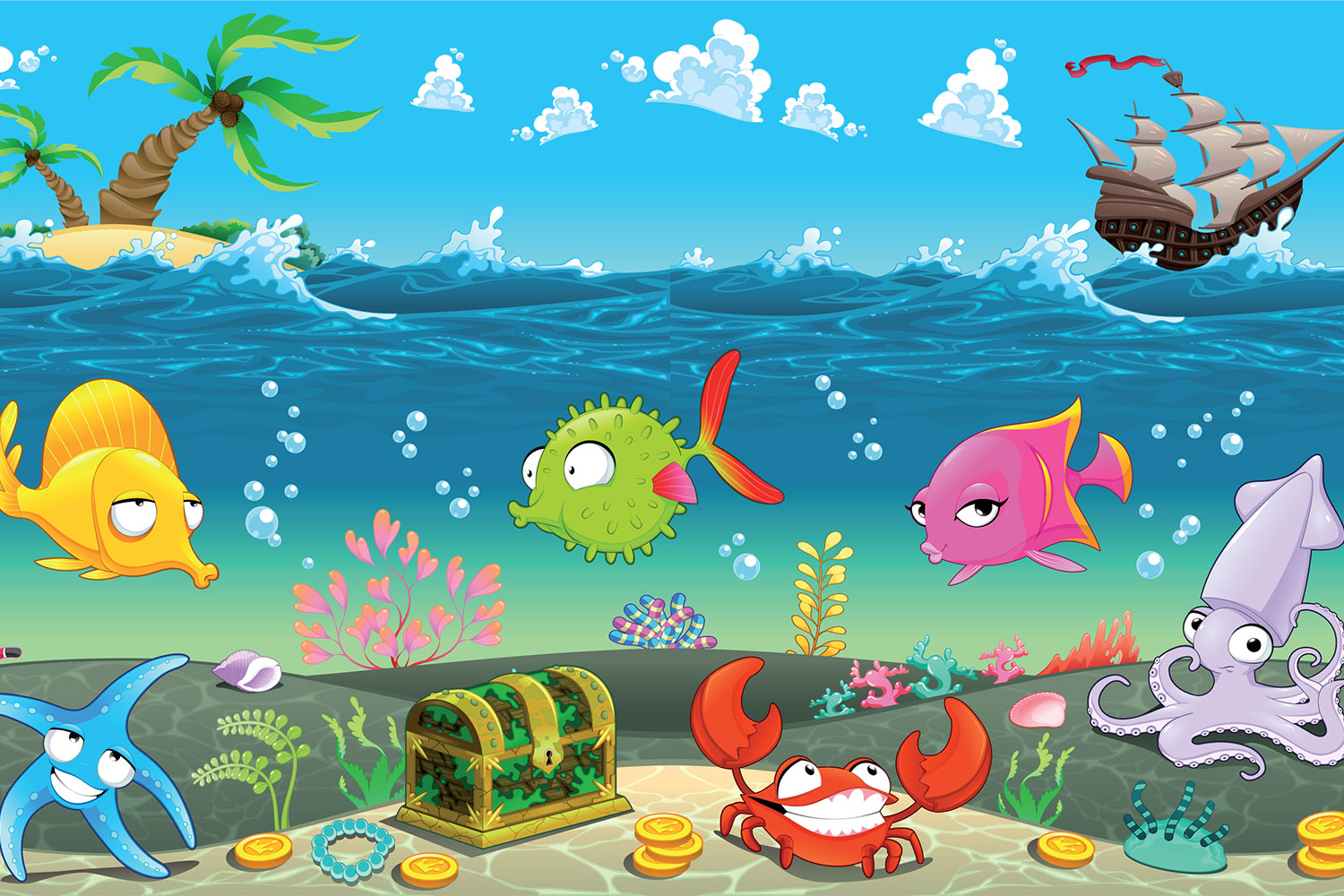 Under Sea - Cartoon Under The Sea , HD Wallpaper & Backgrounds