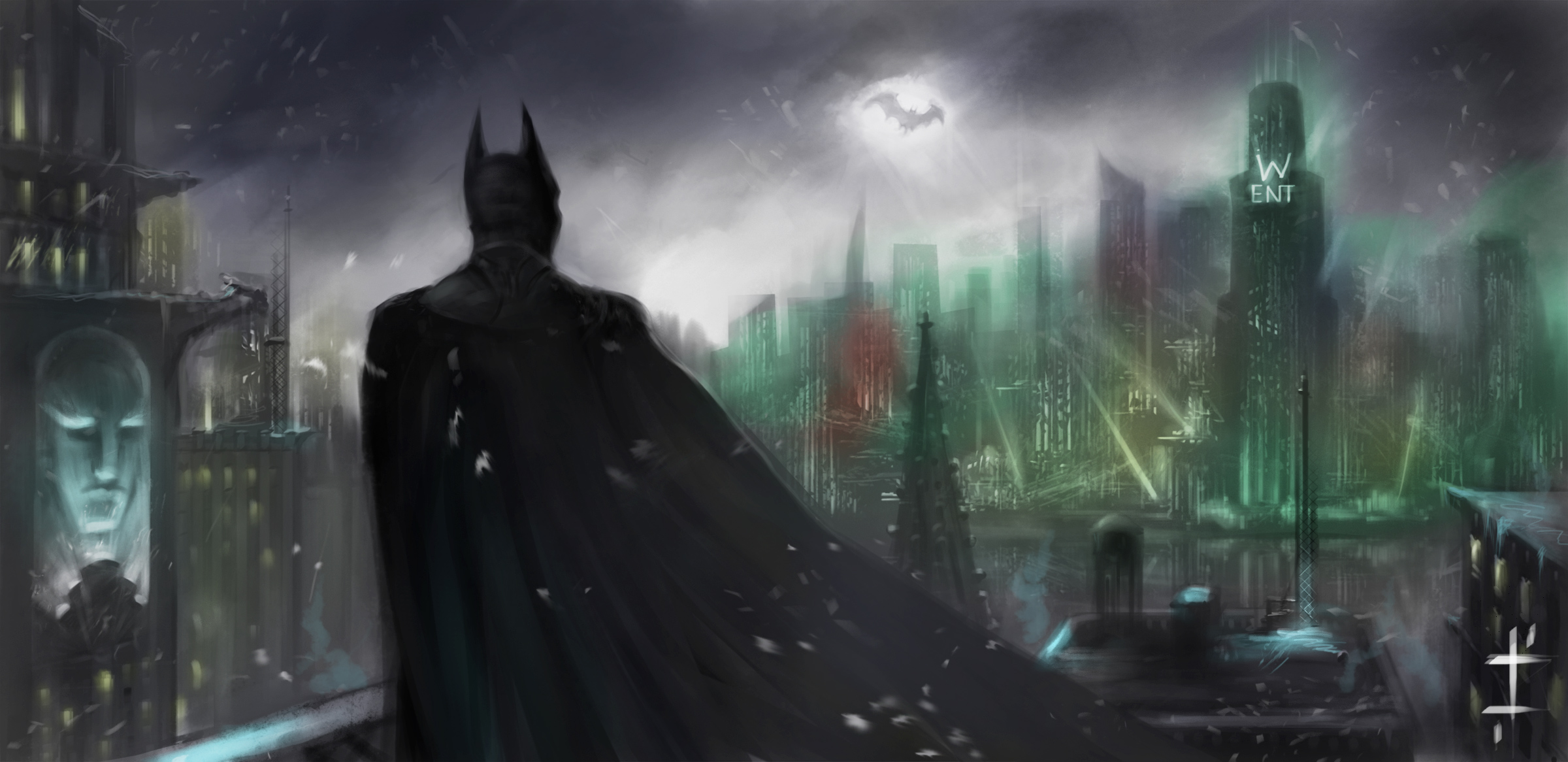 Wallpaper Of Batman, Dc Comics, Art, Gotham Background - Batman Fondos De Pantalla Hd Para Pc , HD Wallpaper & Backgrounds