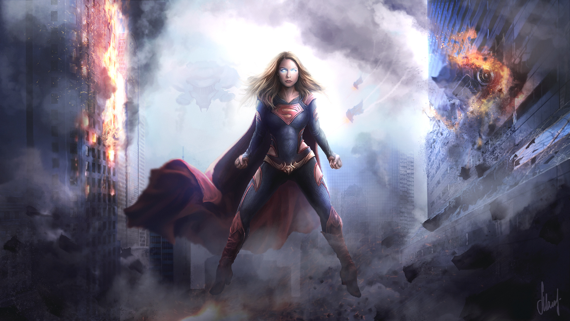 Supergirl Hd Wallpaper - Supergirl Art , HD Wallpaper & Backgrounds