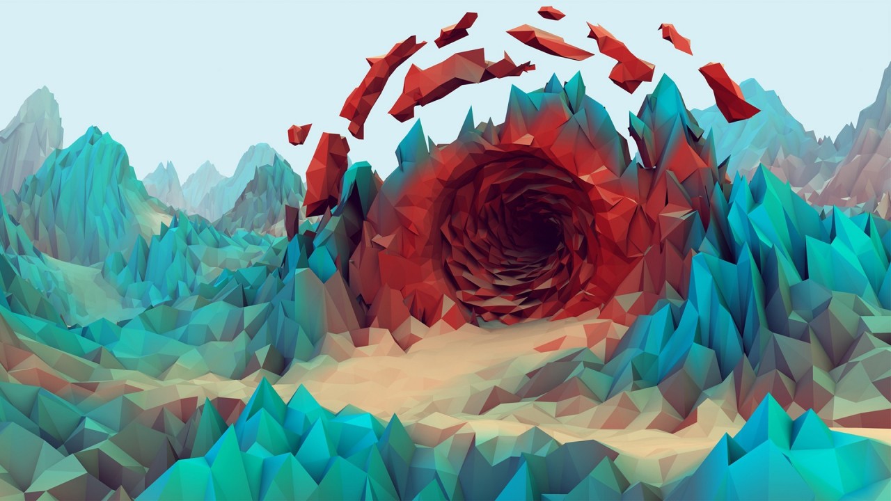 Low Poly Mountains Tunnel Wallpapers - Low Poly Geometric Landscape , HD Wallpaper & Backgrounds