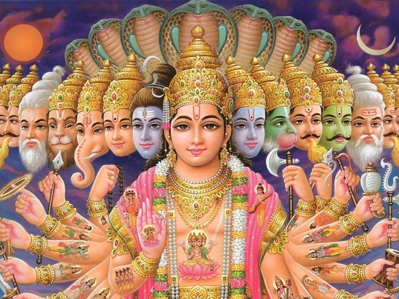 Lord Vishnu Wallpapers For Desktop In Hd Daily Backgrounds - Indian God With Many Heads , HD Wallpaper & Backgrounds