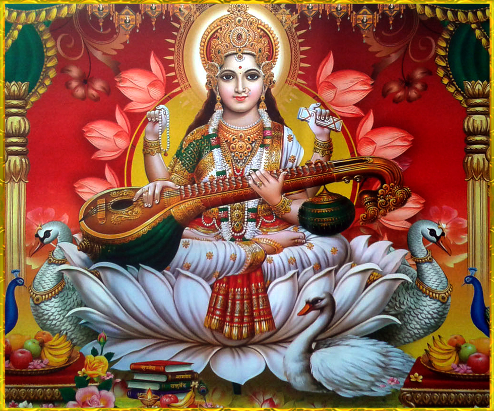 Beautiful Saraswati Devi - Saraswati Devi , HD Wallpaper & Backgrounds