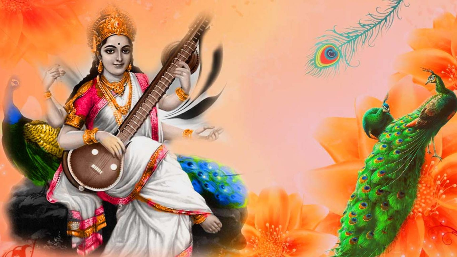Saraswati Goddess , HD Wallpaper & Backgrounds