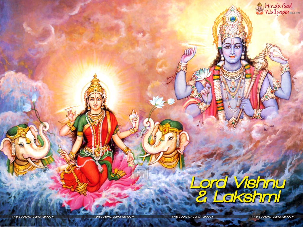 Maa Laxmi And Vishnu , HD Wallpaper & Backgrounds
