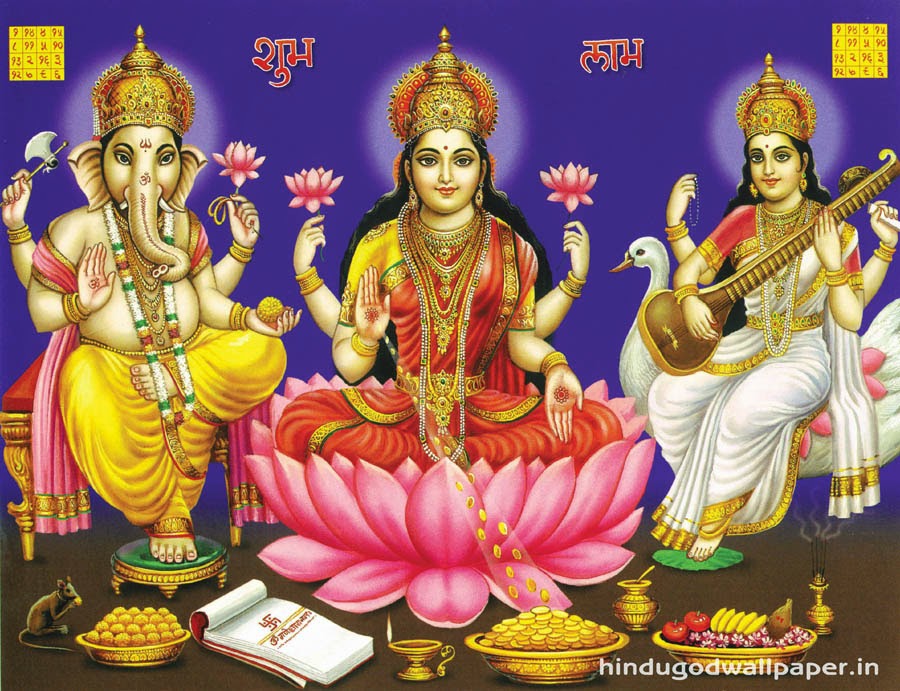 Ganesh Saraswati Laxmiji Trimurti Photo - God Lakshmi Ganesh Saraswati , HD Wallpaper & Backgrounds