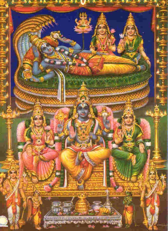 Lord Vishnu With Sridevi And Bhudevi , HD Wallpaper & Backgrounds