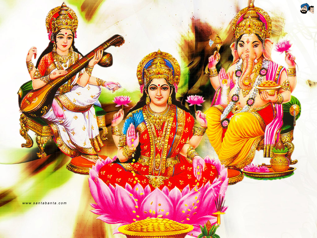 Goddess Laxmi - Jai Lakshmi Ganesh Saraswati , HD Wallpaper & Backgrounds