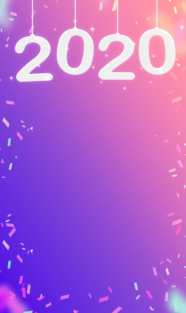 2020 Happy New Year And Confetti Hanging At Pink Gradient - Poster , HD Wallpaper & Backgrounds