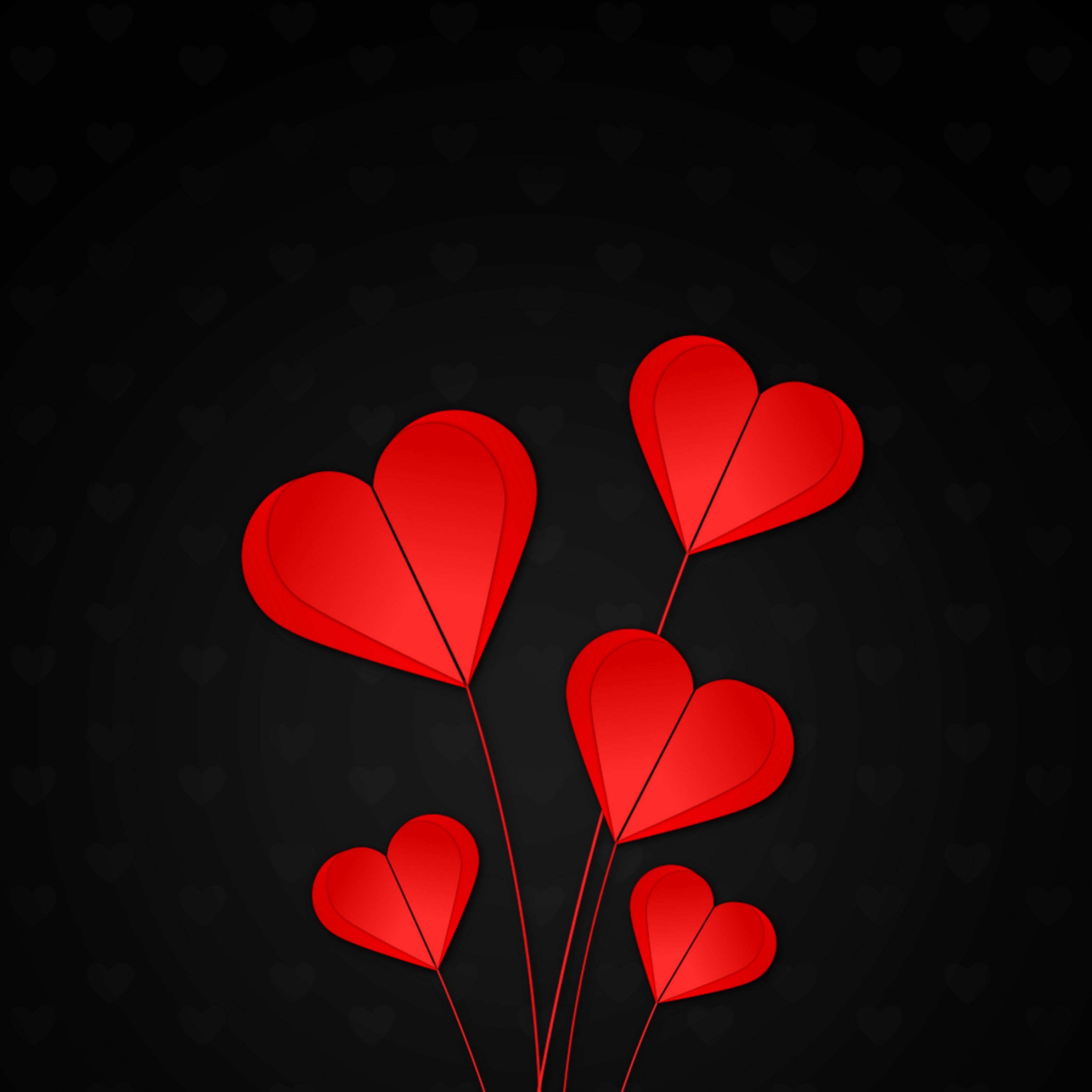 Wallpaper Hearts, Red, Black Background - Heart Flowers With Black Background , HD Wallpaper & Backgrounds